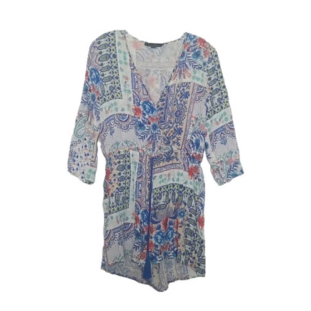 Love Tree Chambray Floral‎ Women's Romper Size Large